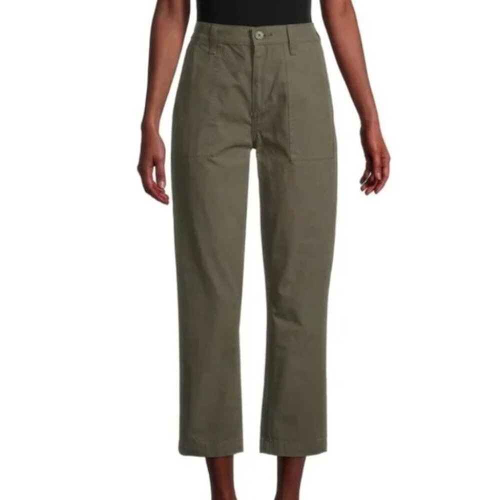 Joe's‎ Jeans High Rise Straight Crop Winter Casual Utility Pants in Army Green